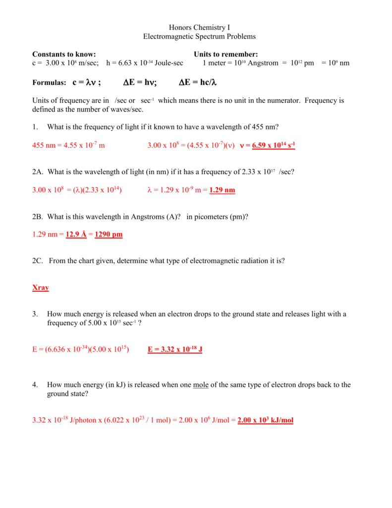 37 Chemistry Worksheet Wavelength Frequency And Energy Combining Like