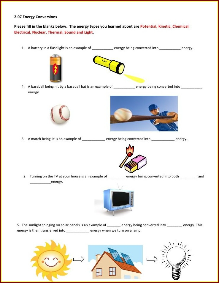 8th Grade Energy Transformations Worksheet Worksheet Resume Examples