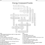 A 20 Question Printable Energy Crossword Puzzle With Answer Key Modify