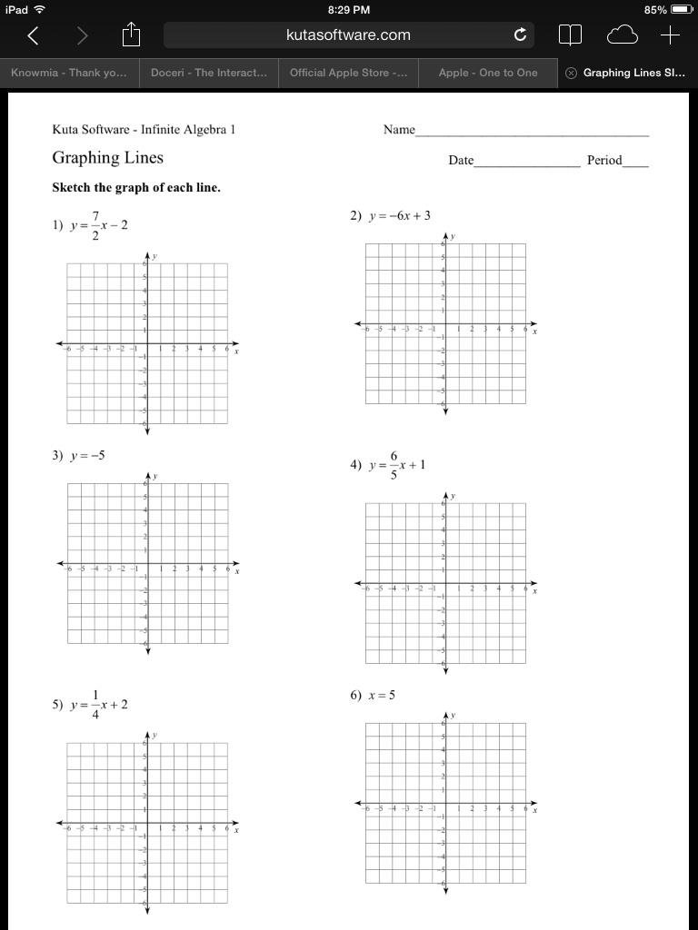 Algebra 1 Graphing Linear Equations Worksheet Free Worksheets 3