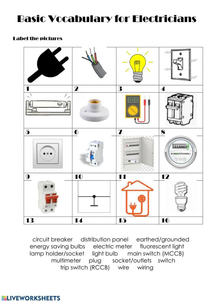 Basic Vocabulary For Electricians Interactive Worksheet Vocabulary 