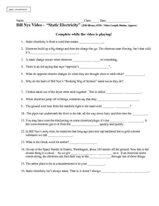 Bill Nye The Science Guy Energy Worksheet Answers Together With Free