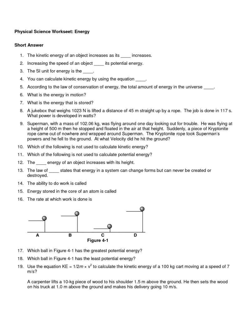 Calculating Potential Energy Worksheet Worksheet List