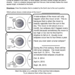 Earth Shadows The Moon Worksheet