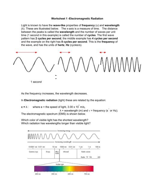 Electromagnetic Spectrum Worksheet 1 Answer Key Kidsworksheetfun