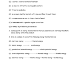 Energy And Energy Transformations Worksheet Answer Key Db excel