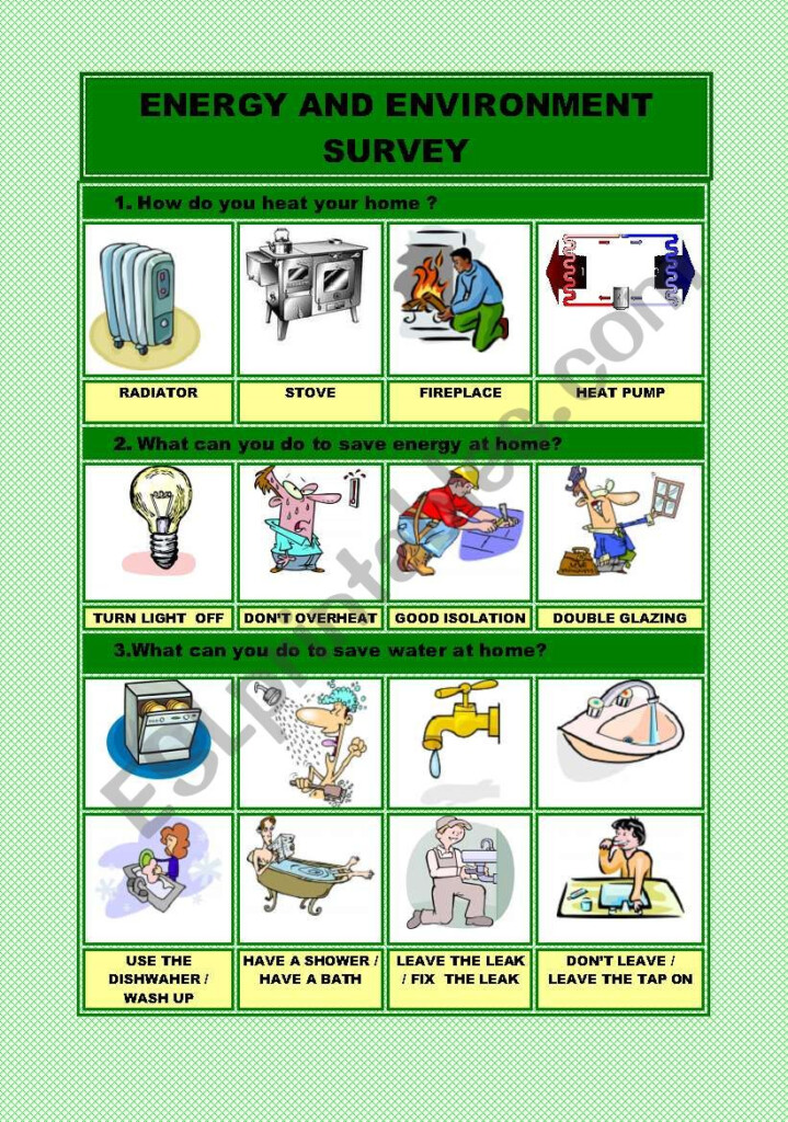 Energy And Environment Survey ESL Worksheet By Flo84