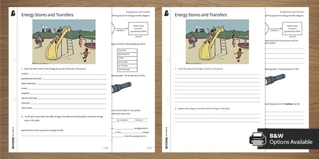 Energy Stores And Transfers Worksheet KS3 Science Beyond