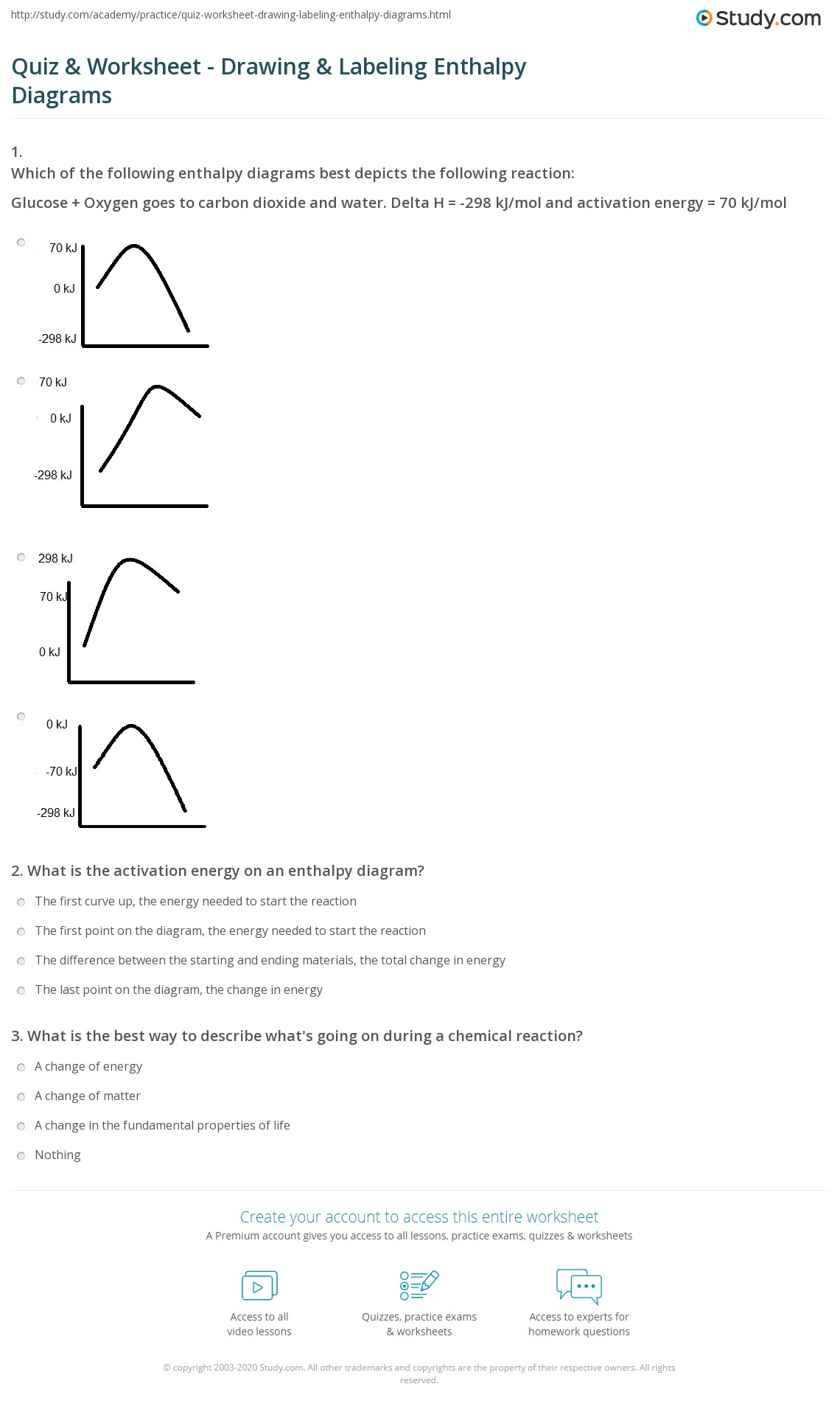 Enthalpy Worksheet With Answers