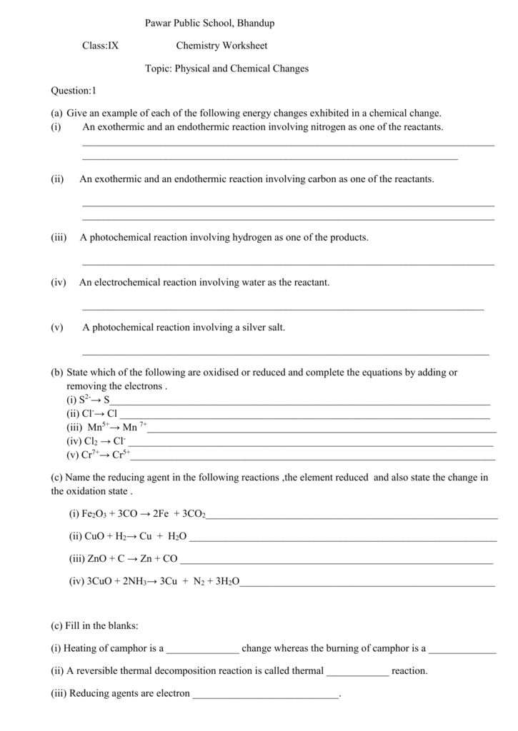 Exothermic And Endothermic Reactions Worksheet Yesterday iworksheet co