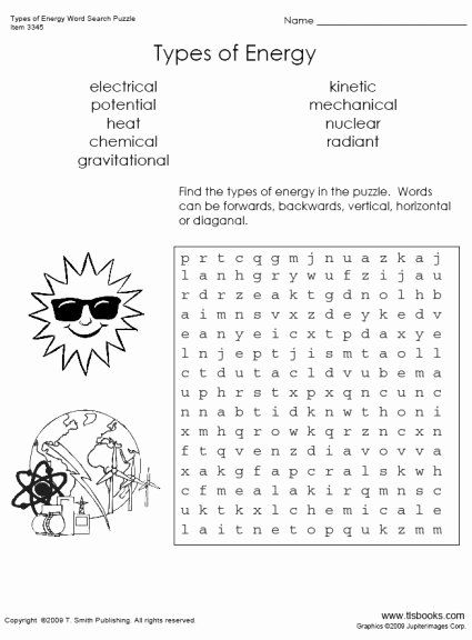 Form Of Energy Worksheet