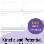 Free Kinetic And Potential Energy Physics Worksheet Biology Worksheet