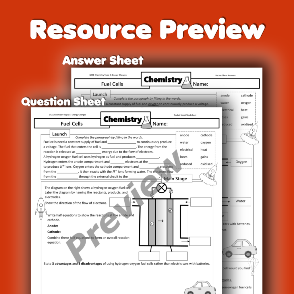 Fuel Cells Home Learning Worksheet GCSE Rocketsheets co uk