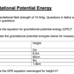 Gravitational Potential Energy Worksheet