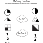 Halves And Fourths Worksheet Matching Fractions Worksheets GO