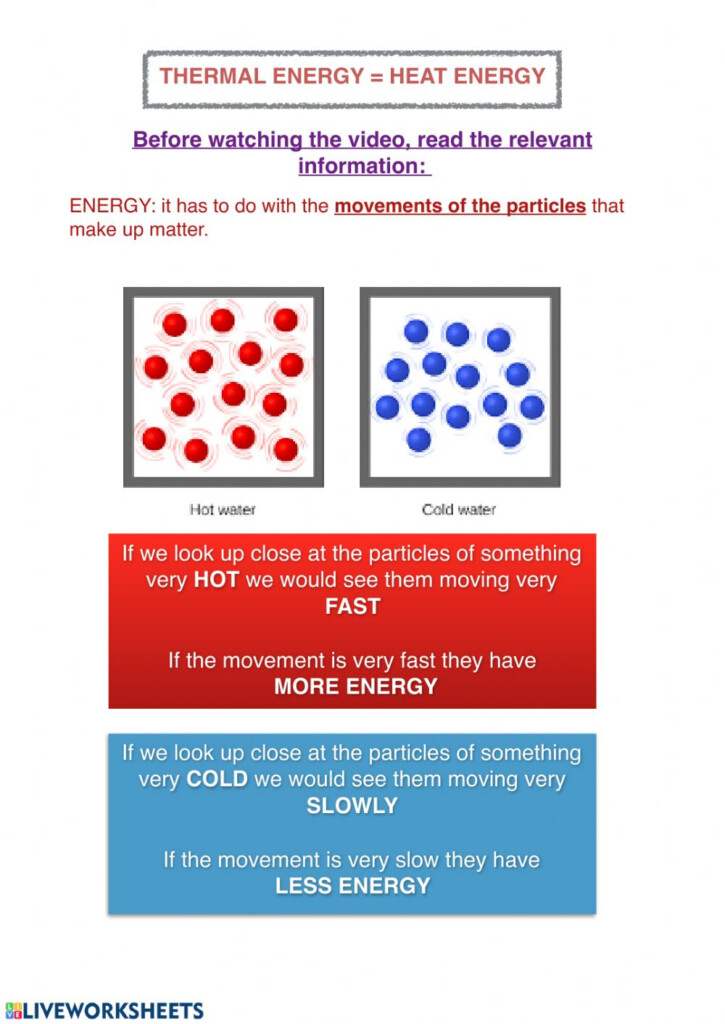 Heat Energy Worksheet