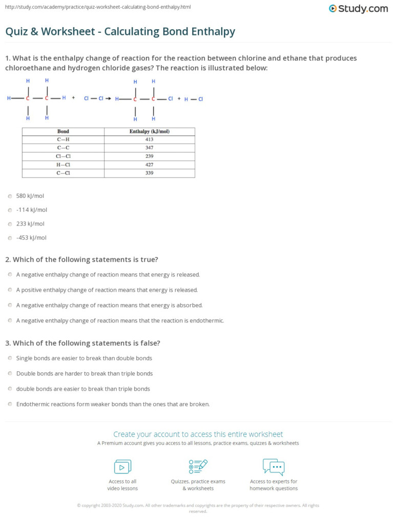 Heat Of Reaction Worksheet