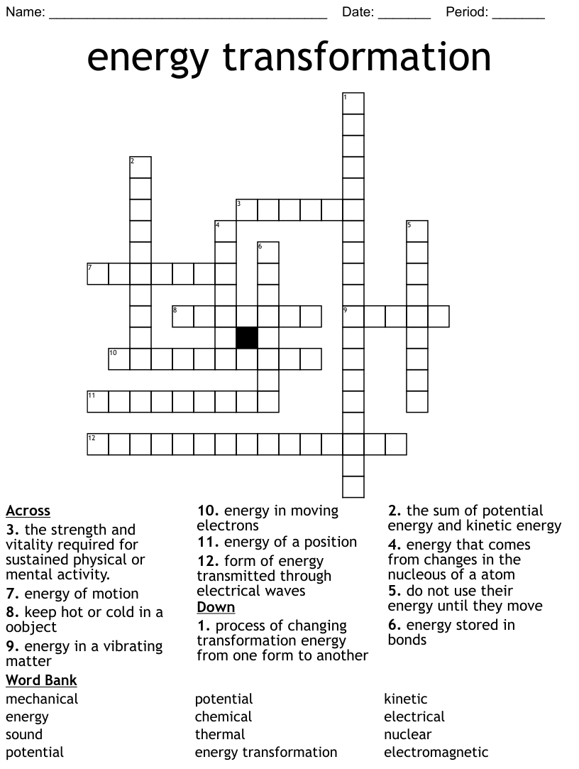 Identifying Forms Of Energy Worksheet