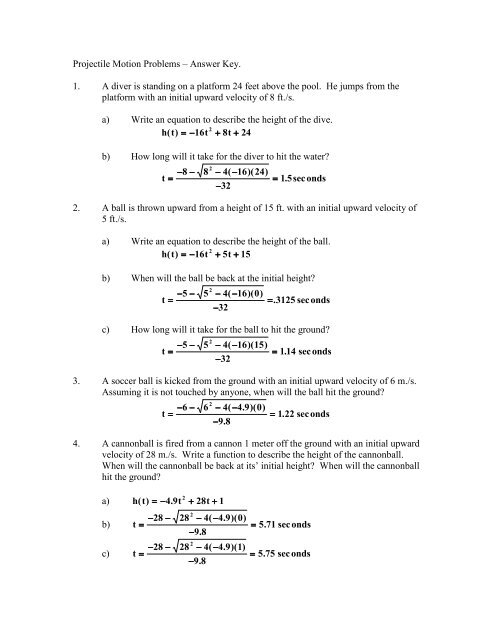 Inspiration Projectile Motion Problems Worksheet Answers The 