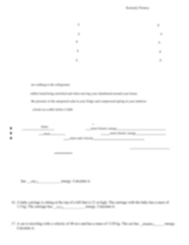 KENNEDY FLENNOY Kinetic And Potential Energy Worksheet pdf Kinetic 