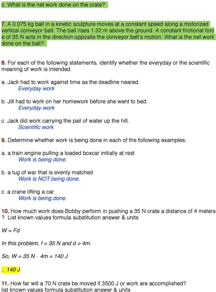 Kinetic And Potential Energy Worksheet Answer Key Db excel