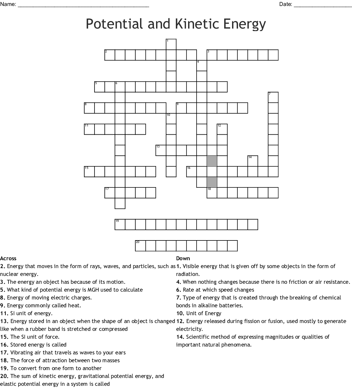 Kinetic And Potential Energy Worksheet Answers Key Escolagersonalvesgui