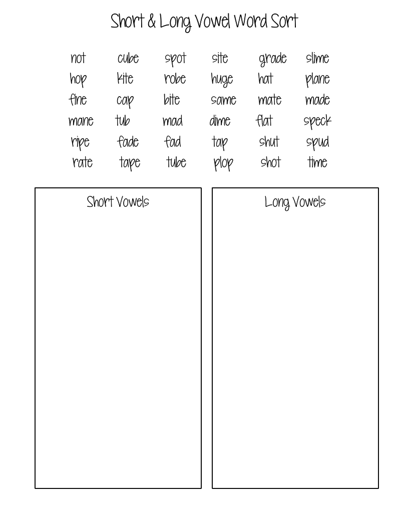 Long And Short Vowels Worksheets Second Grade Best Free Phonic For 