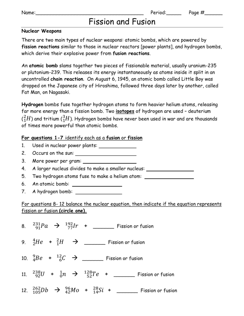 Nuclear Power Worksheet Answers Ivuyteq