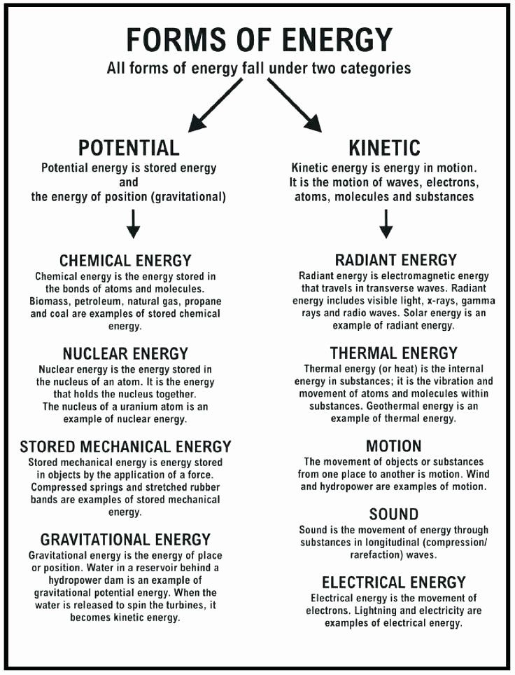 Potential And Kinetic Energy Worksheet 4th Grade Pdf Kidsworksheetfun