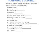 Potential Vs Kinetic Worksheet