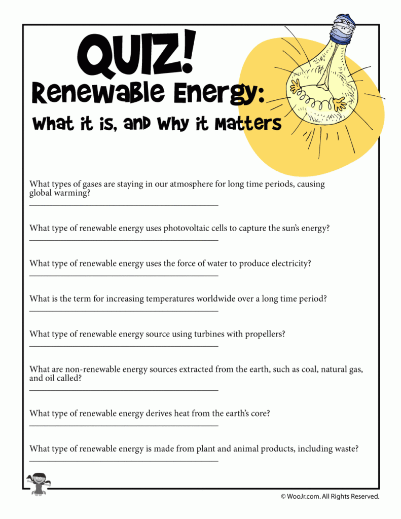 Renewable Energy Sources Comprehension Quiz Woo Jr Kids Activities 