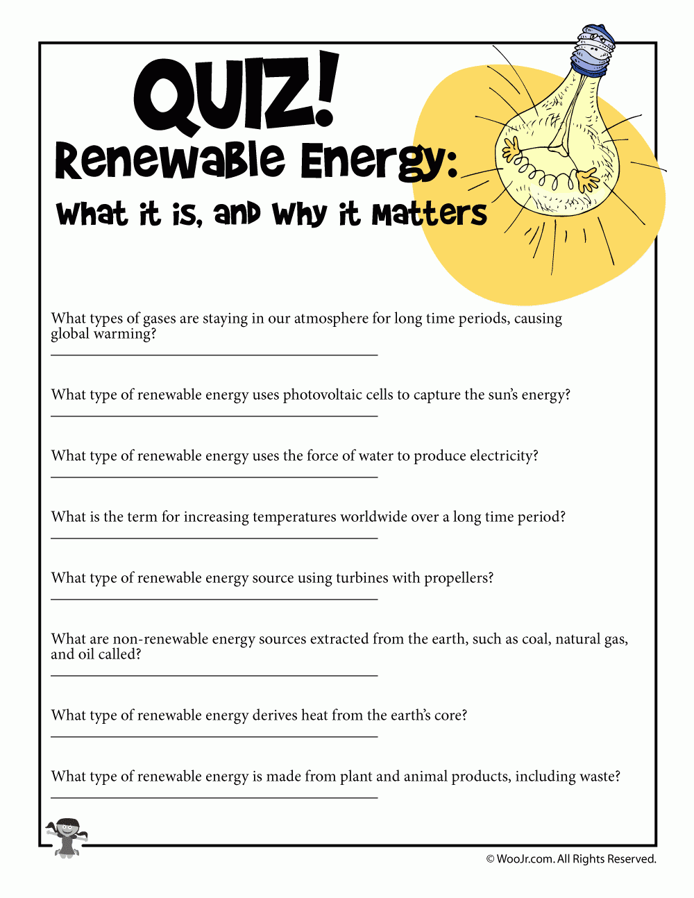 Renewable Energy Sources Comprehension Quiz Woo Jr Kids Activities