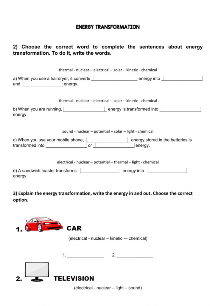 Revision Unit 4 Energy Worksheet Worksheet