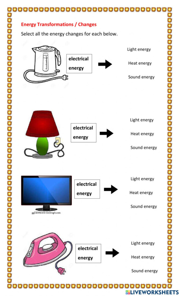 Science Energy Transformations Worksheet