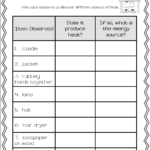 Second Grade Science Third Grade Science Energy Worksheets