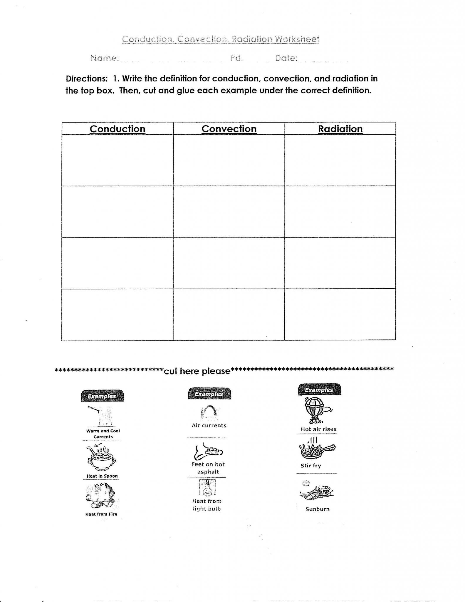 Thermal Energy Transfer Worksheet