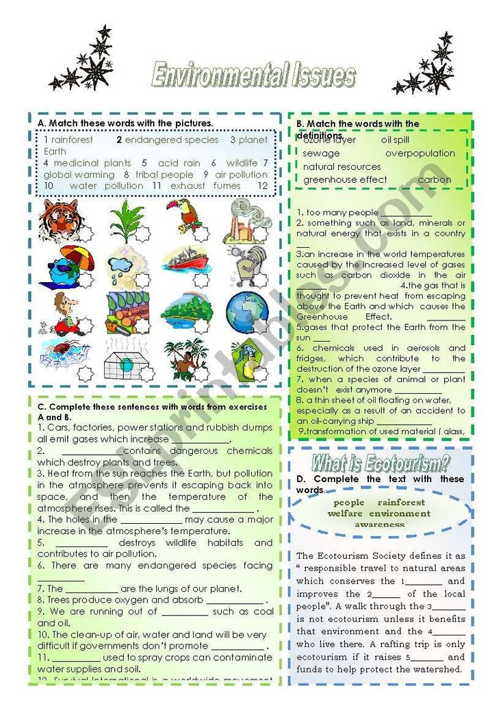 This Ws Helps Sts Learn Vocabulary Related To The Topic Environmental 