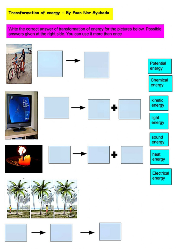 Transformations Of Energy Worksheet