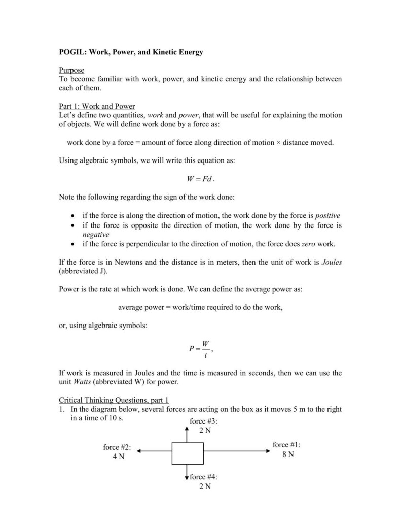 Work Power And Energy Worksheet Answers Pdf Worksheet