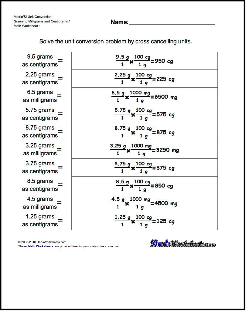 Worksheets For Metric SI Unit Conversions All With Answer Keys Free 