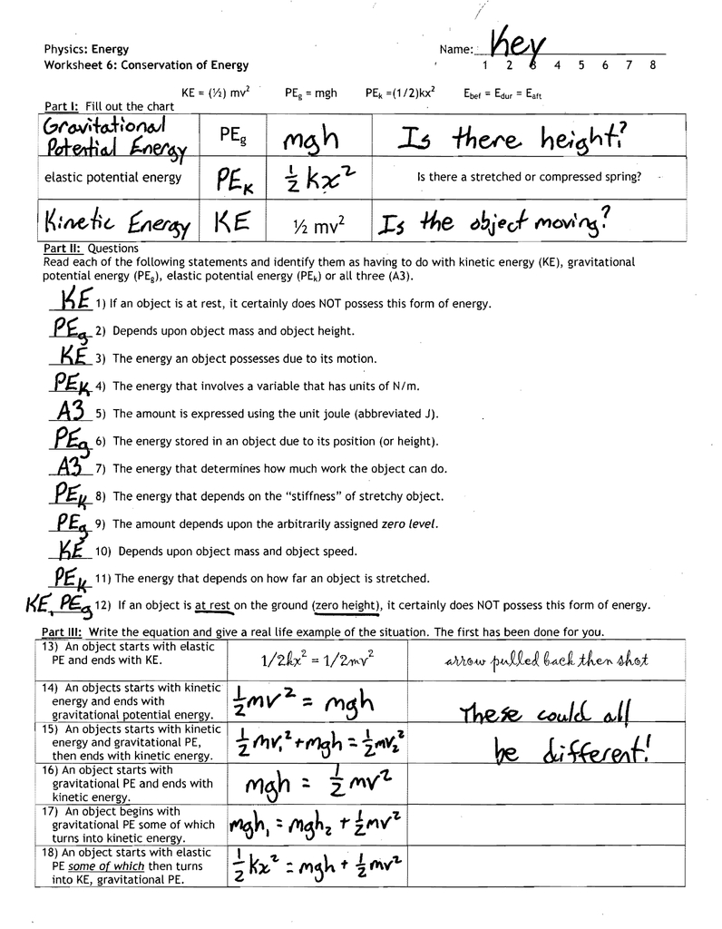 10 Conservation Of Energy Worksheet Answers Worksheets Decoomo