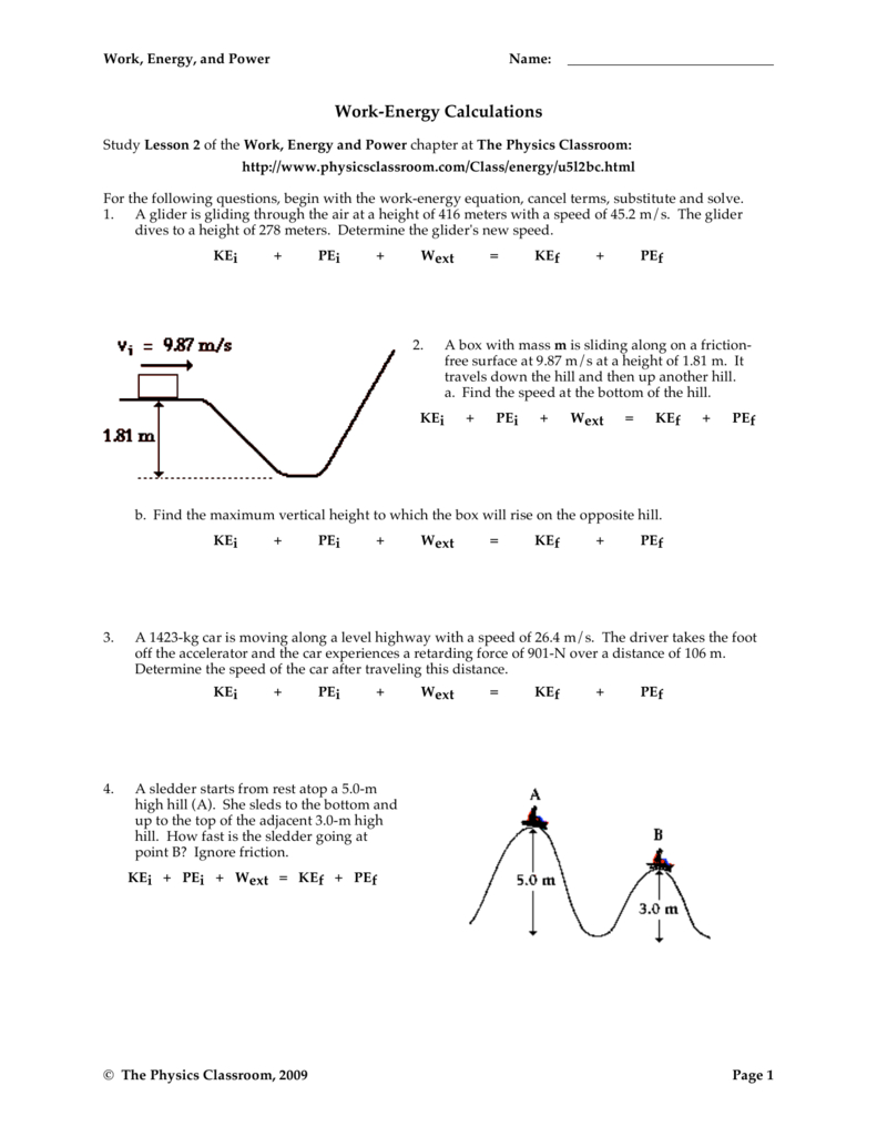 10 Work Power And Energy Worksheet Worksheets Decoomo