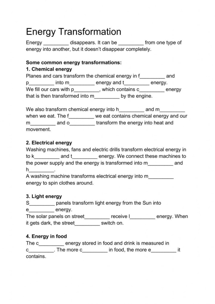 30 Energy Transformation Worksheet Answer Key Education Template