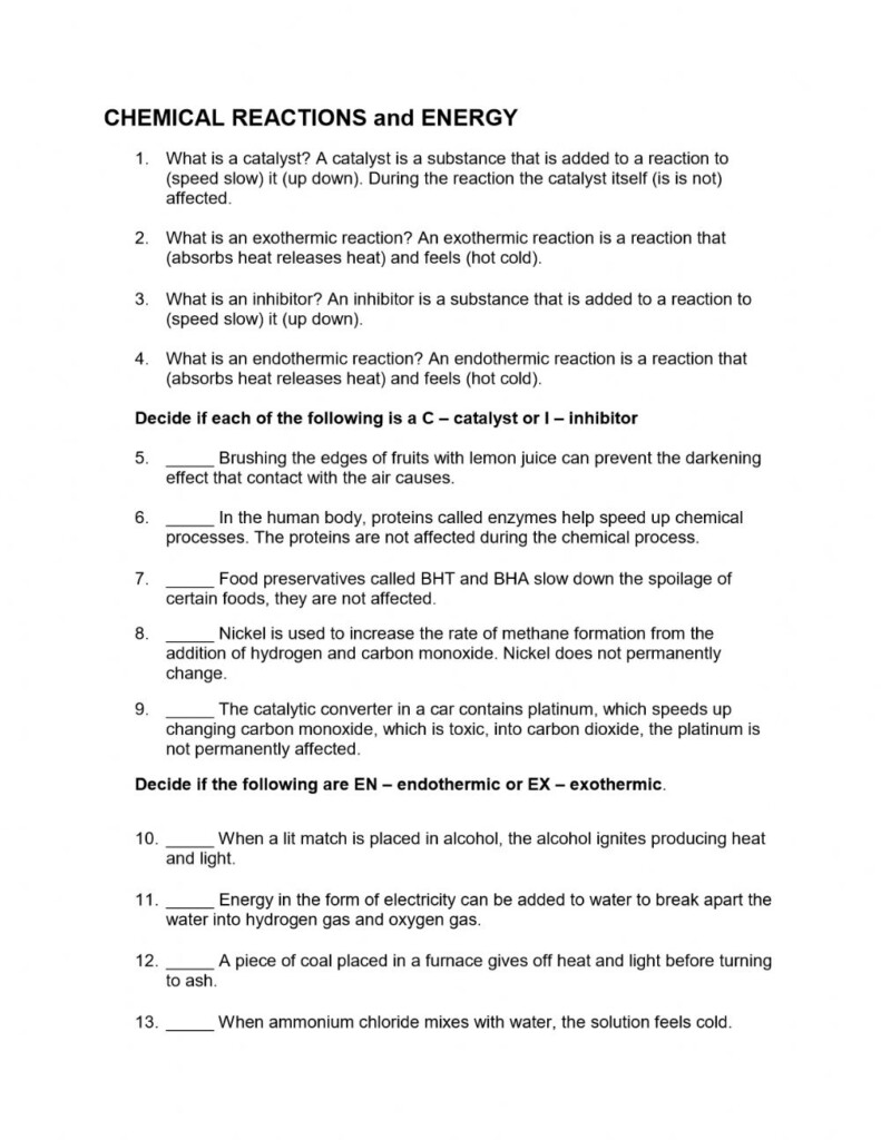 43 Chemical Reactions Review Worksheet Answers Worksheet Database