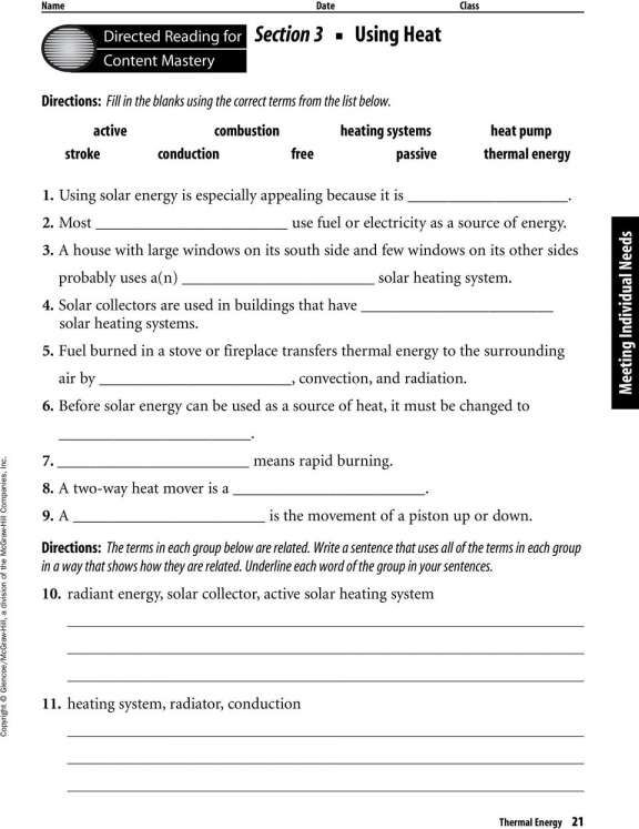 9 Physical Science Thermal Energy Worksheet Answers Physical Science