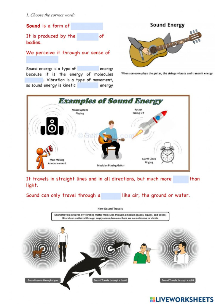 About Sound Energy Worksheet