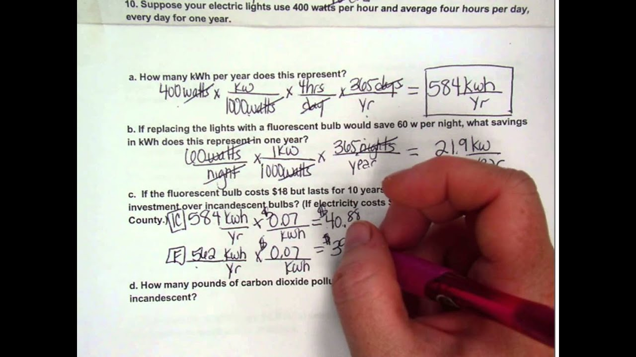 APES Energy Calculations Problem Set 10 YouTube