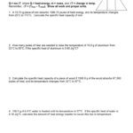 Calculating Specific Heat Worksheet