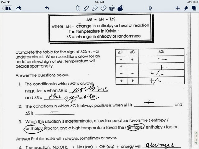 Chem Blog Of Darkness Entropy Worksheet