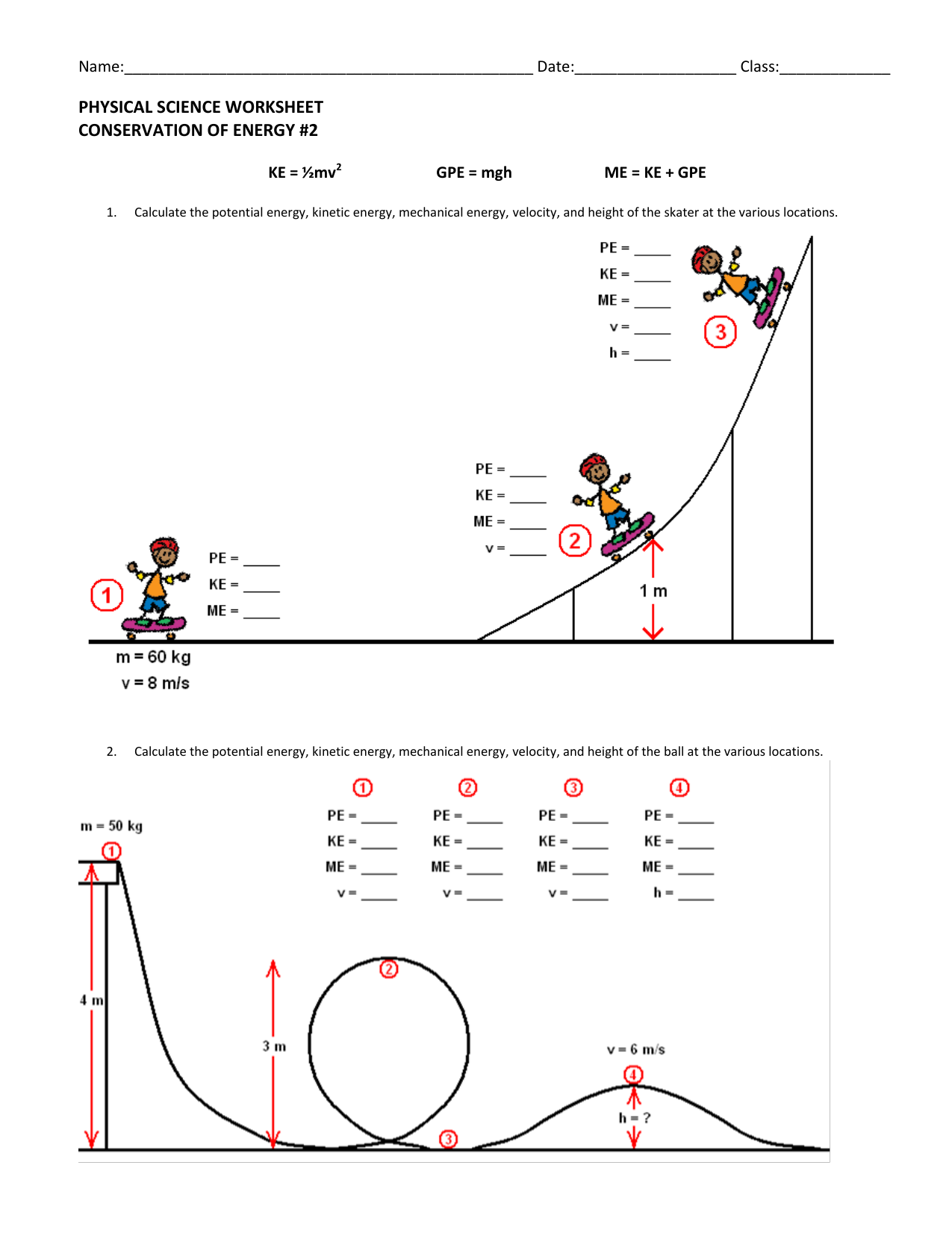 Conservation Of Energy Worksheet Answers Word Worksheet